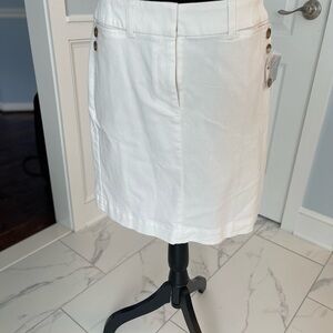 Talbots White Jean Pencil Skirt Knee-Length Workwear